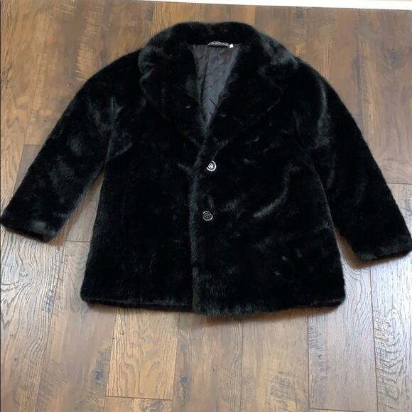 Black Faux Fur Plush Jacket - Picture 1 of 5